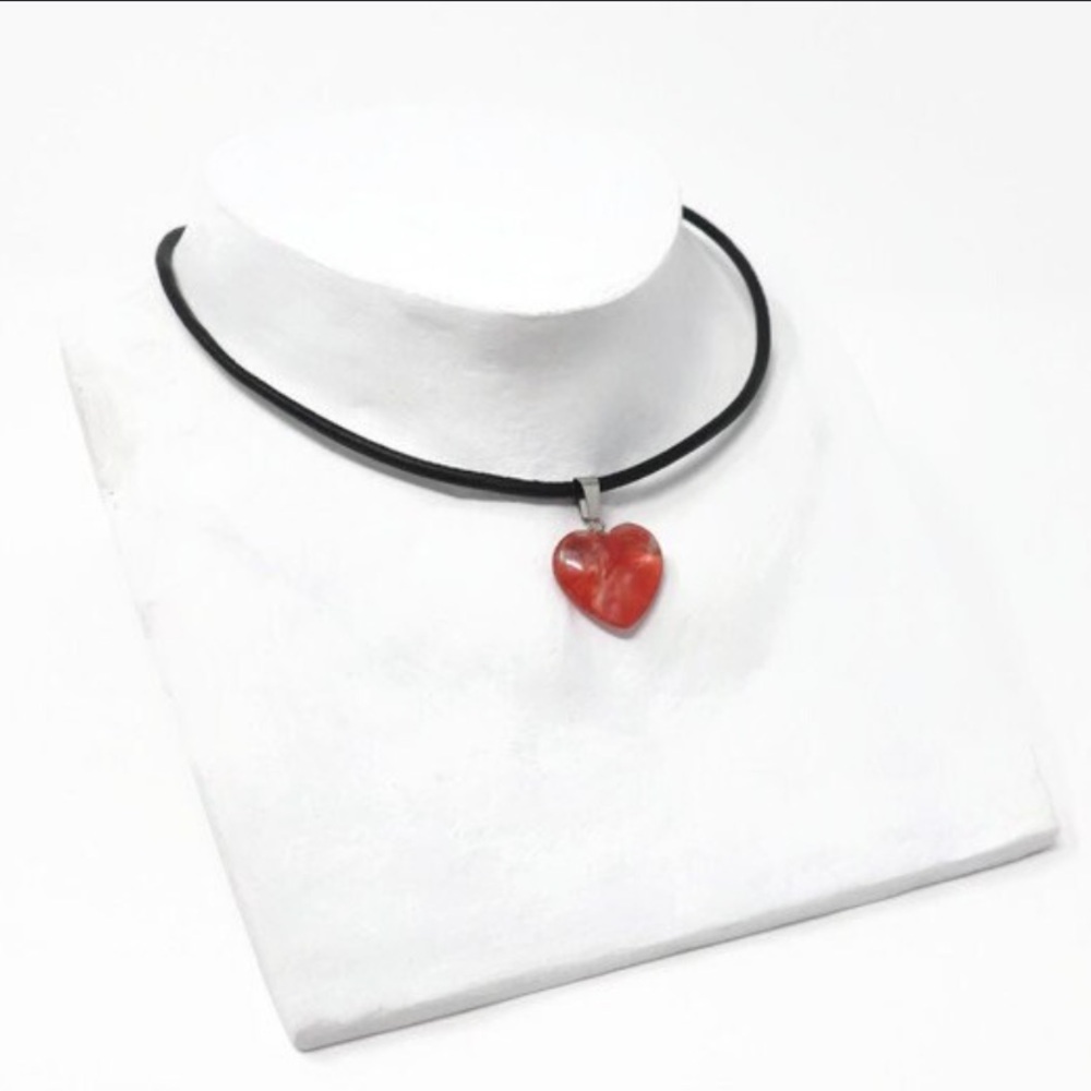 Venice Glass Secrets Heart Necklace on Black Cord